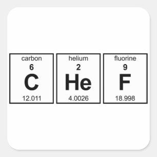 Pegatina Cuadrada Tabla periódica del cocinero