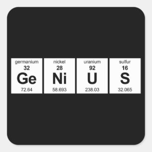 Pegatina Cuadrada Tabla periódica del genio