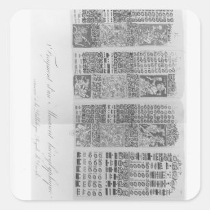 Pegatina Cuadrada Tablas astronómicas mayas con los eclipses