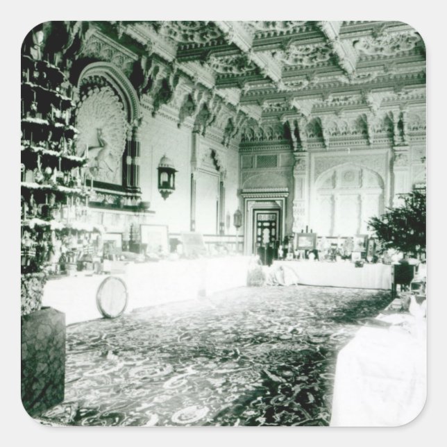 Pegatina Cuadrada Tablas de navidades en la sala Durbar (Anverso)