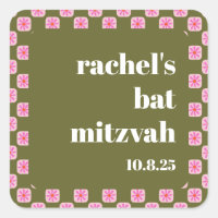 Tablero retro floral Tablero verde rosa Mitzvah