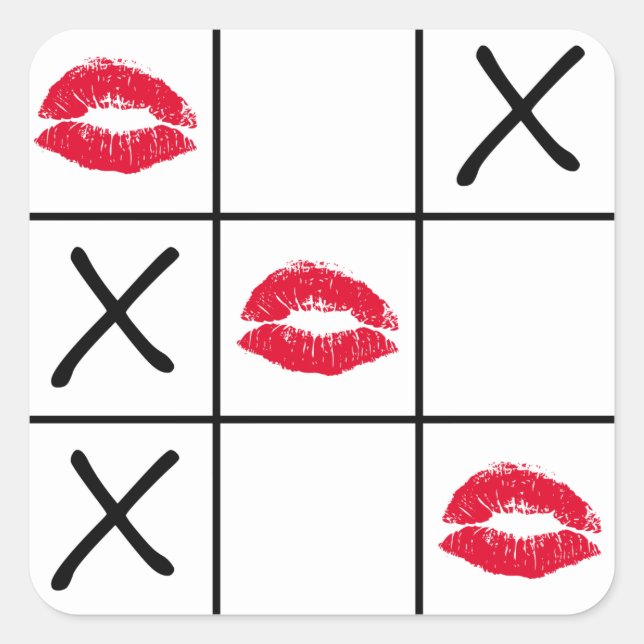 Pegatina Cuadrada Tac Tac Tac Toe (Anverso)