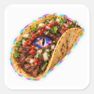 Pegatina Cuadrada Taco de Ojo Cósmico