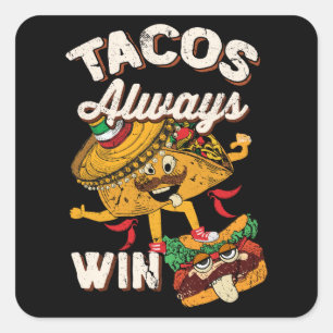 Pegatina Cuadrada Taco Martes Cinco de Mayo Taco Taco Gráfico