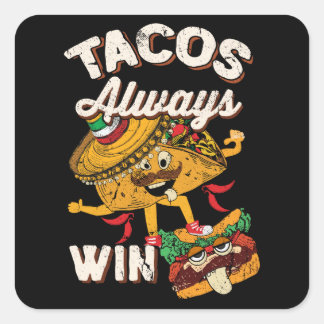 Pegatina Cuadrada Taco Martes Cinco de Mayo Taco Taco Gráfico