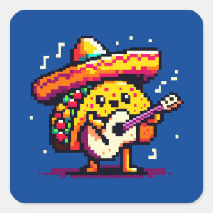 Pegatina Cuadrada Taco musical - Gracioso diseño de arte de piano Ma