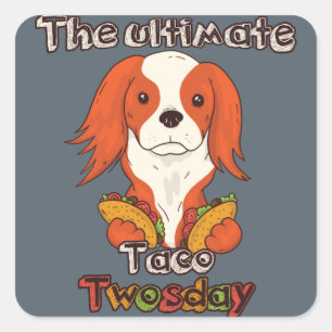 Pegatina Cuadrada Taco Twosday Cachorro 2-22-22