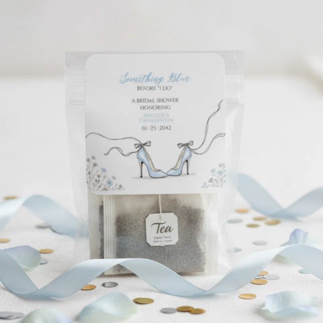 Pegatina Cuadrada Tacones Altos Azul Claro Despedida de Soltera (Light Blue Heels Bridal Shower Square Sticker
)