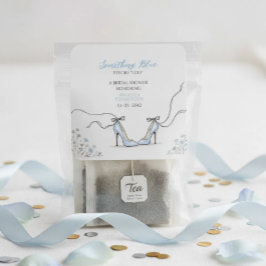 Pegatina Cuadrada Tacones Altos Azules Claros para Bridal Shower