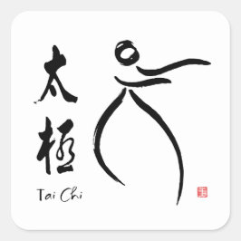 Pegatina Cuadrada Tai Chi Flow con kanji