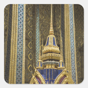 Pegatina Cuadrada Tailandia, Bangkok. Detalles de decoración