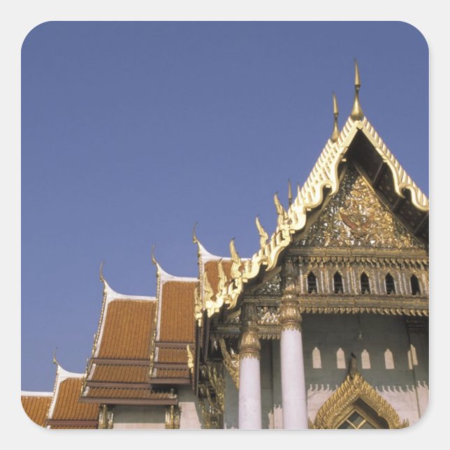 Pegatina Cuadrada Tailandia, Bangkok. El sol de la mañana se refleja (Anverso)