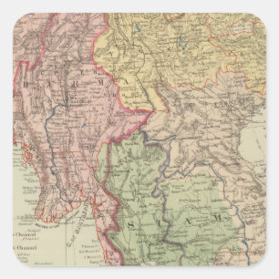 Pegatina Cuadrada Tailandia, Birmania y Anam