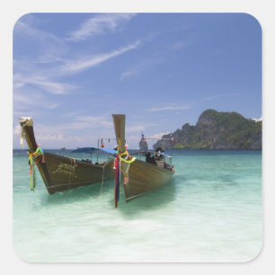 Pegatina Cuadrada Tailandia, isla Phi Phi Don, playa Yong Kasem,