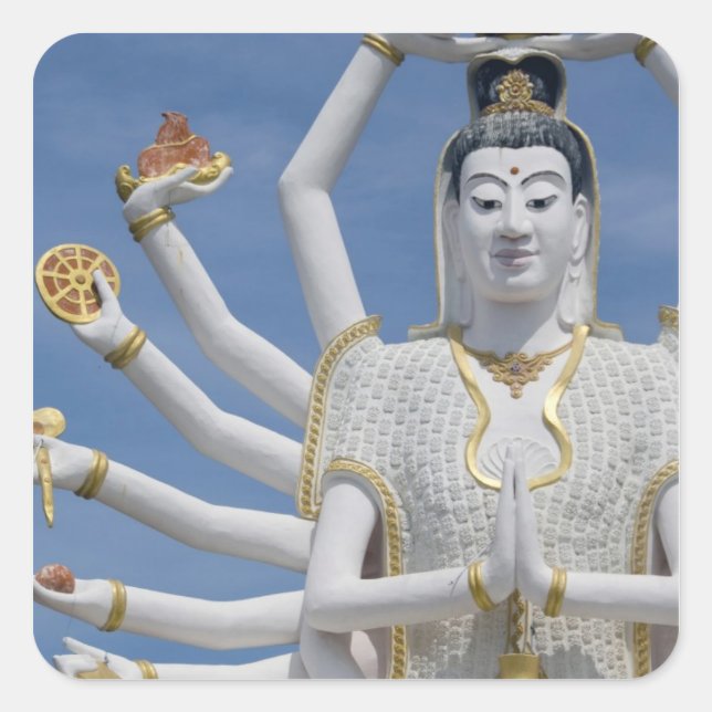 Pegatina Cuadrada Tailandia, Ko Samui (alias Koh Samui). Wat Plai (Anverso)
