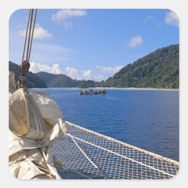 Pegatina Cuadrada Tailandia, Mar de Andaman. Barco de escalador Star (Anverso)