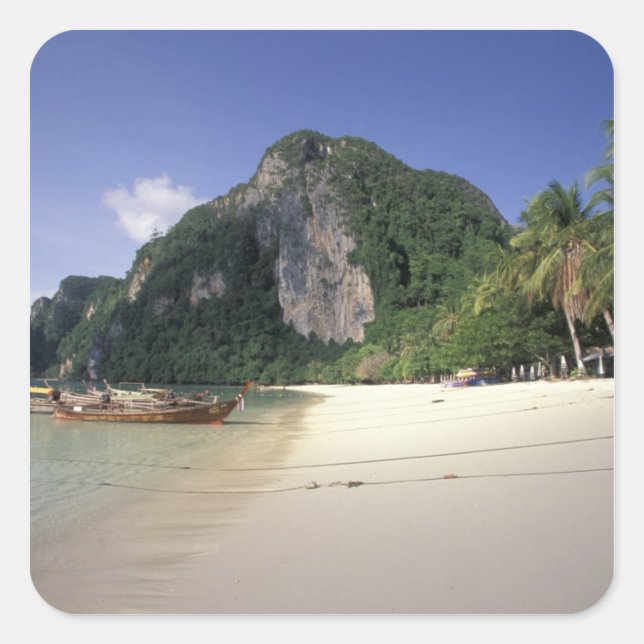Pegatina Cuadrada Tailandia, Mar de Andamán, Isla de Ko Phi Phi, Pla (Anverso)