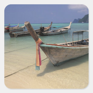 Pegatina Cuadrada Tailandia, mar de Andaman, isla Ko Phi Phi,