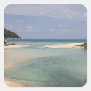Pegatina Cuadrada Tailandia, Phuket, playa Nai Harn.