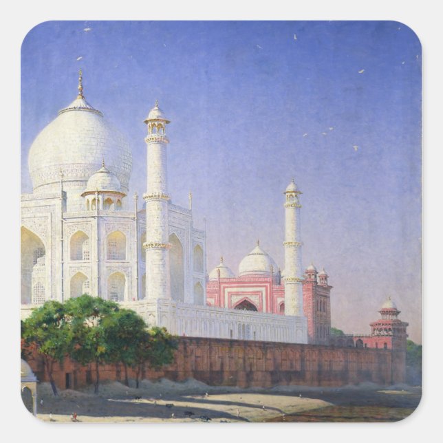 Pegatina Cuadrada Taj Mahal (Anverso)