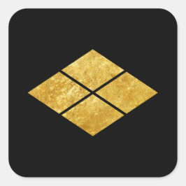 Pegatina Cuadrada Takeda kamon clan samurai japonés faux gold