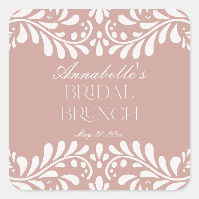 Pegatina Cuadrada Talavera rosa Tile Fiesta española Brunch de novia (Anverso)