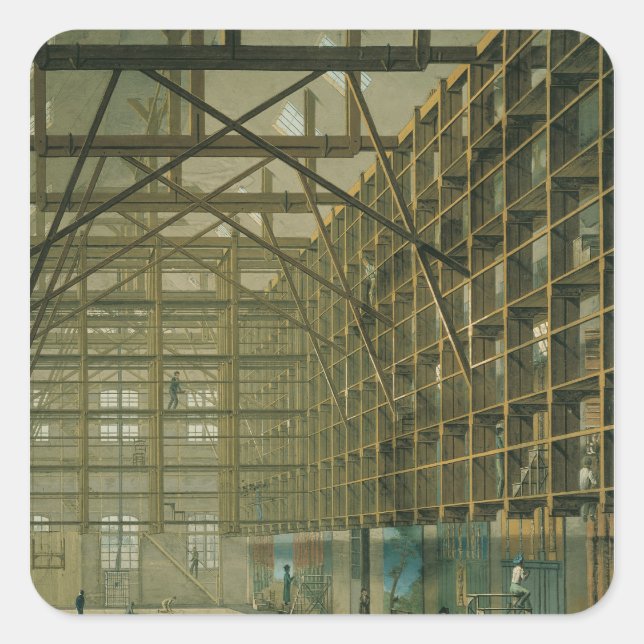 Pegatina Cuadrada Taller sobre la serie de etapas de la Ópera de Par (Anverso)