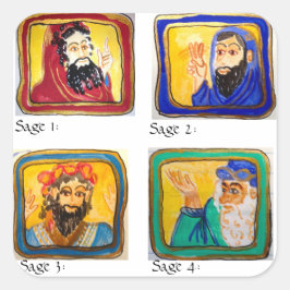 Pegatina Cuadrada Talmud Study Aid: Cuatro saltos