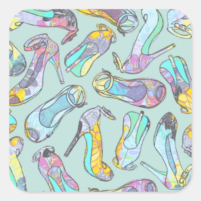 Pegatina Cuadrada Talones altos (Anverso)