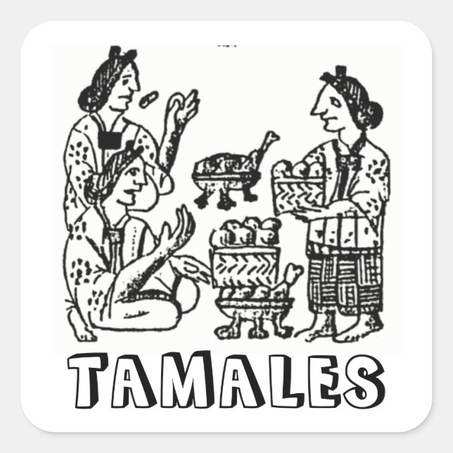 Pegatina Cuadrada Tamales (Código Florentino, siglo XVI) (Anverso)