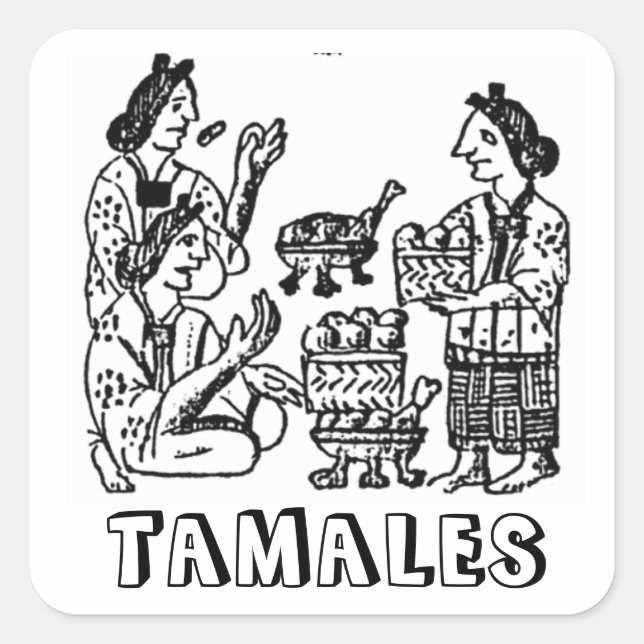 Pegatina Cuadrada Tamales (Código Florentino, siglo XVI) (Anverso)