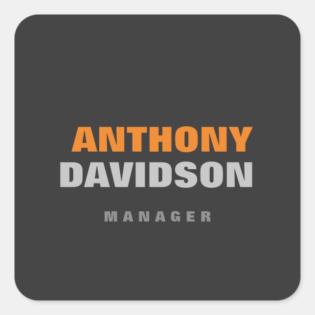 Pegatina Cuadrada Tamaño perfecto alternativo gris naranja texto en  (Anverso)