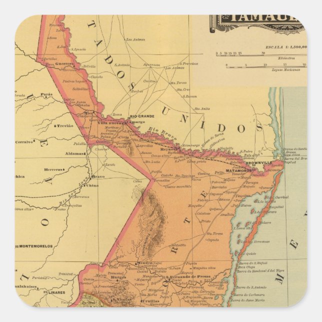 Pegatina Cuadrada Tamaulipas (Anverso)