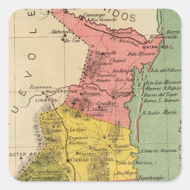 Pegatina Cuadrada Tamaulipas, México (Anverso)