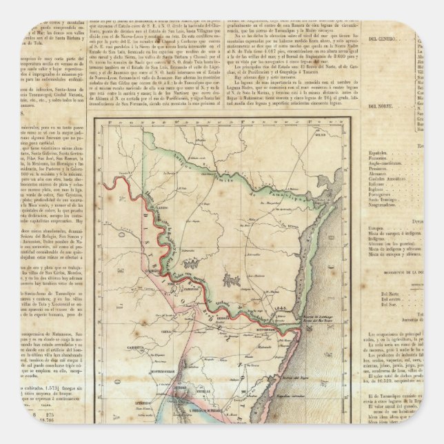 Pegatina Cuadrada Tamaulipas, México (Anverso)