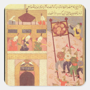 Pegatina Cuadrada Tamerlane Besieging Urganj