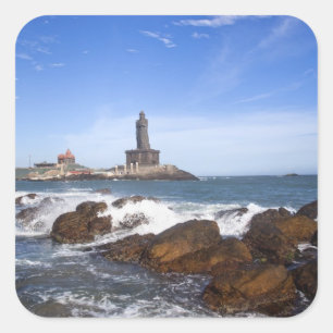 Pegatina Cuadrada Tamil Nadu de la estatua el   de Thiruvalluvar del
