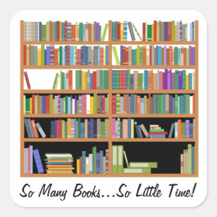 Pegatina Cuadrada Tan muchos libros (personalizable)