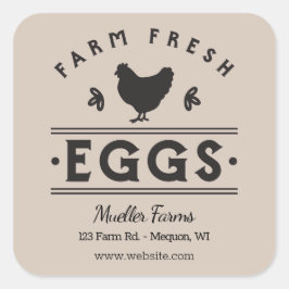 Pegatina Cuadrada Tan Personalizado Granja de huevos frescos