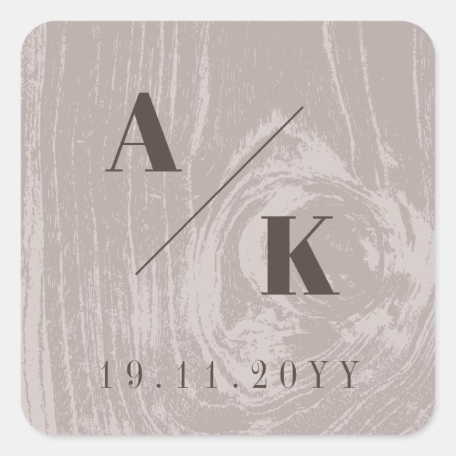 Pegatina Cuadrada Tan Rustic Woodgrain Texture Otoño Boda otoño (Anverso)