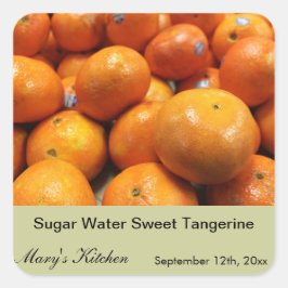Pegatina Cuadrada Tangerina dulce de agua de azúcar hecha en casa