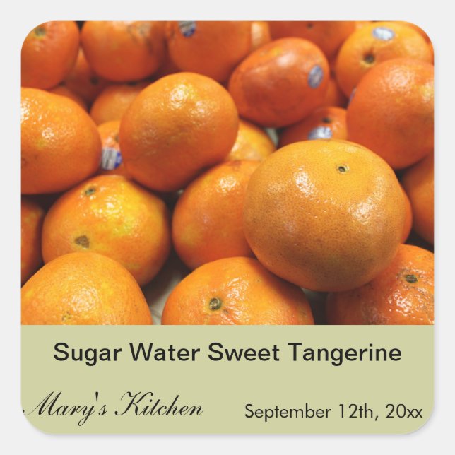 Pegatina Cuadrada Tangerina dulce de agua de azúcar hecha en casa (Anverso)