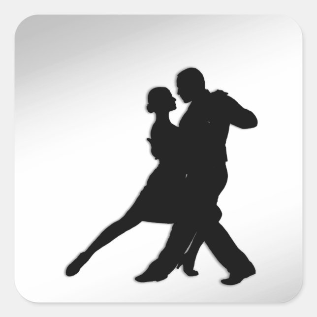 Pegatina Cuadrada Tango Dancers Silhouette (Anverso)