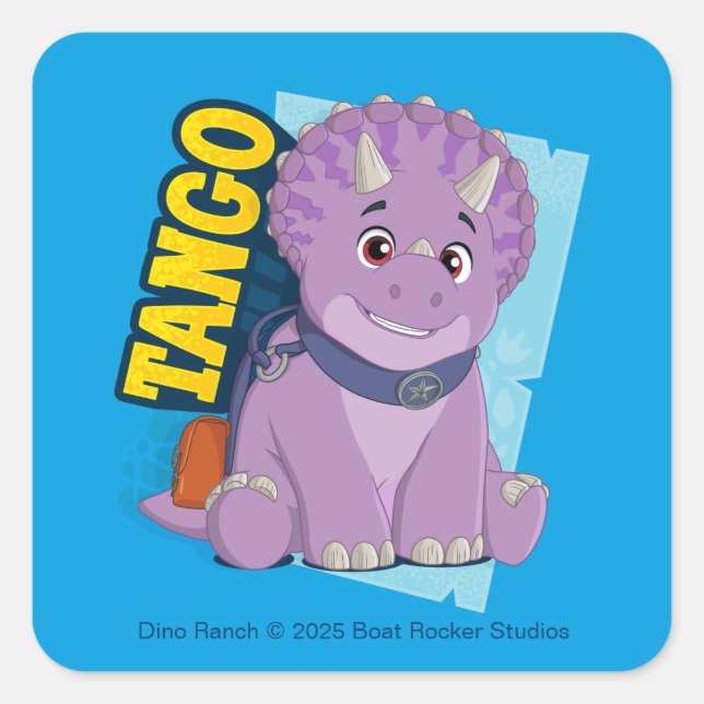 Pegatina Cuadrada Tango | Dino Ranch (Anverso)