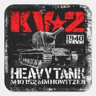 Pegatina Cuadrada Tanque pesado de la Unión Soviética KV-2