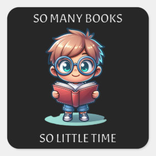 Pegatina Cuadrada Tantos Libros Tan Poco Tiempo