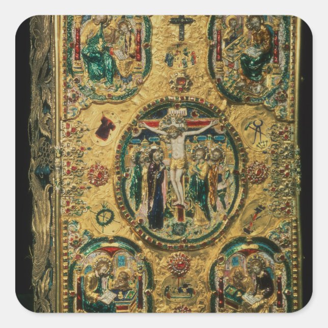 Pegatina Cuadrada Tapa de gospel, oro con reposo (Anverso)