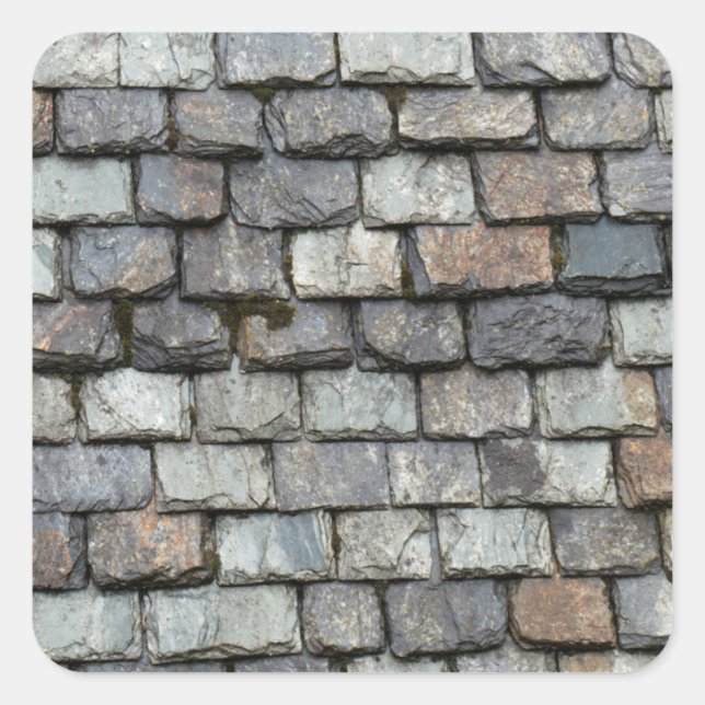 Pegatina Cuadrada Tapa del techo con placas de pizarra (Anverso)