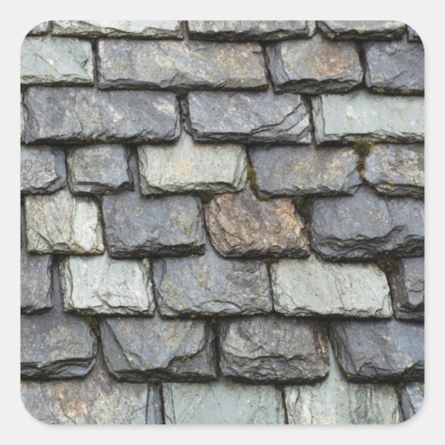 Pegatina Cuadrada Tapa del techo con placas de pizarra (Anverso)