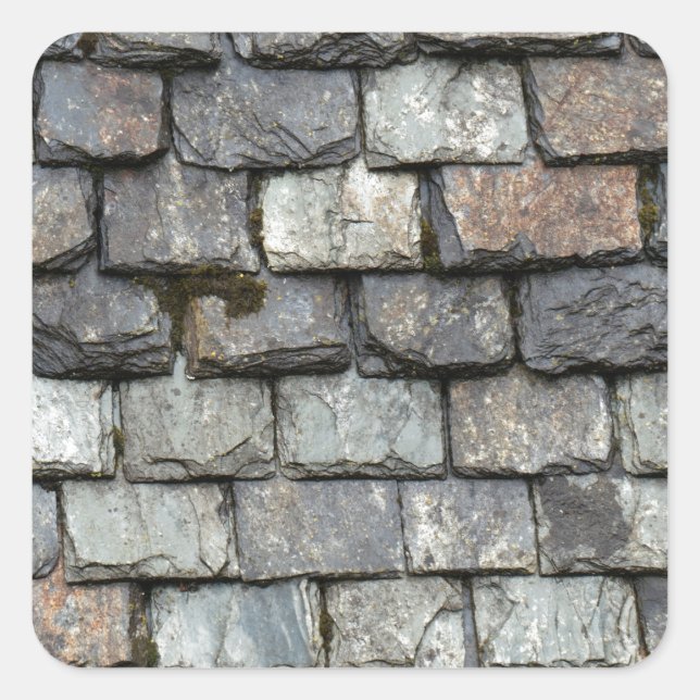 Pegatina Cuadrada Tapa del techo con placas de pizarra (Anverso)